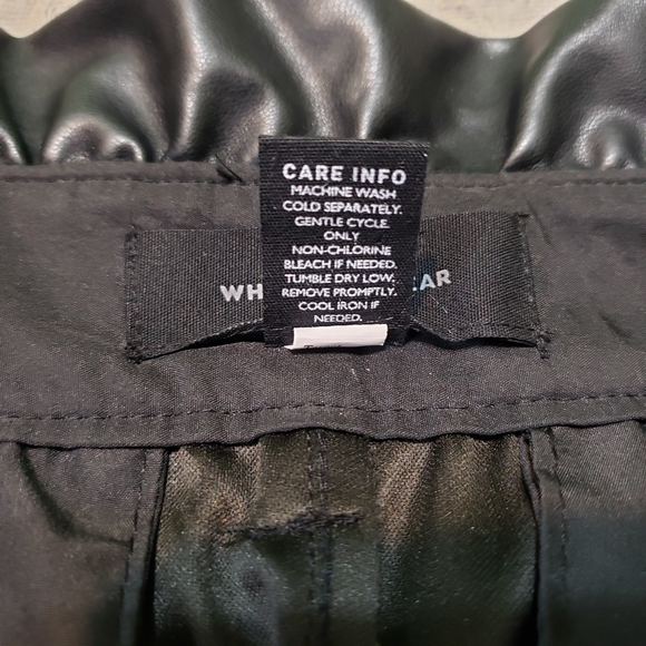 Who What Wear Black Faux Leather Paperbag Waist Wide Leg Pants Size 4 - Picture 8 of 12